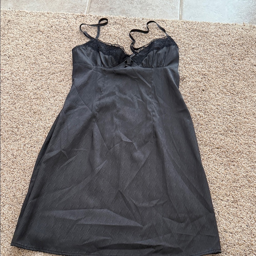 Princess Polly Black Lace-Trim Slip Dress size 2
